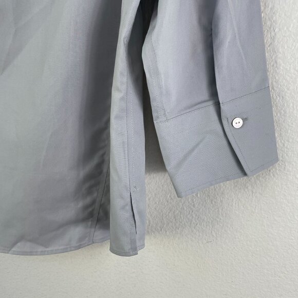 NEW Foxcroft Womens Small Silver Easy Care Solid Poplin No Iron Button Up Blouse - Picture 9 of 10